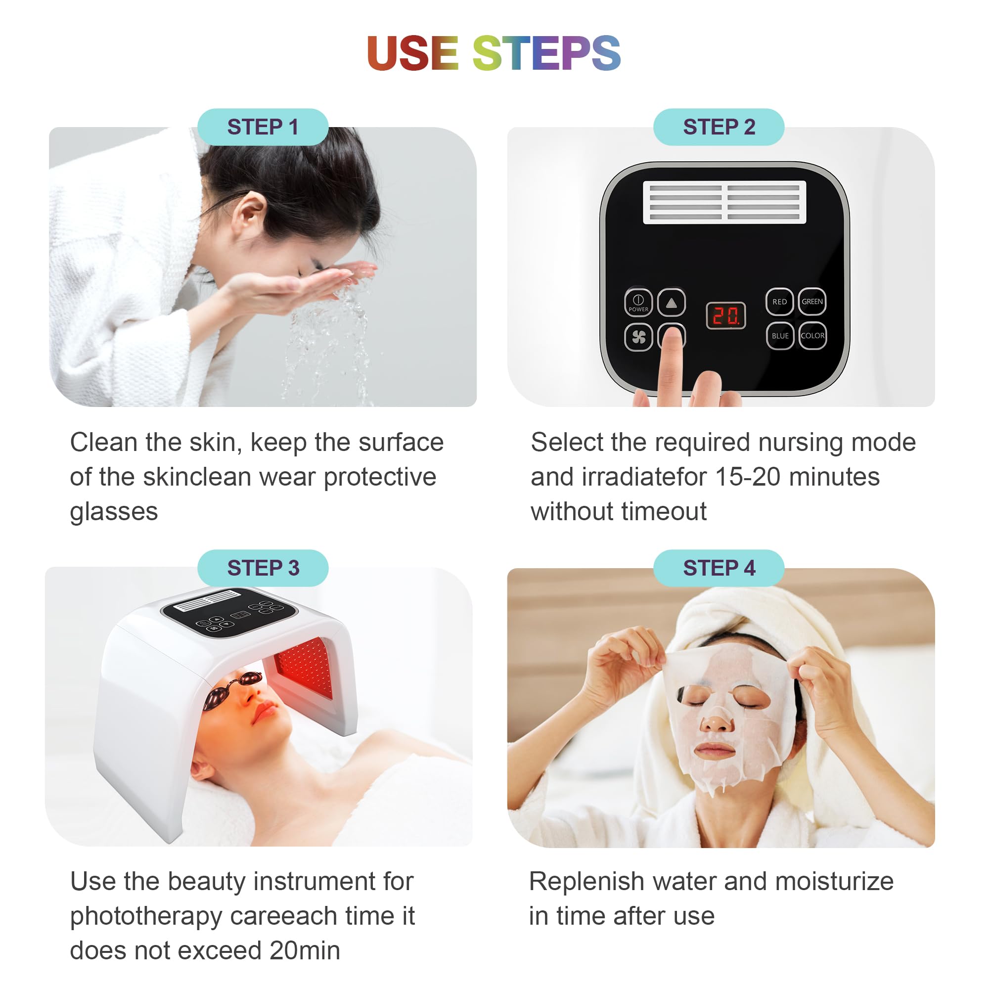 7in1 LEDライトセラピー　フェイスマスク＆ネックパーツセット Amazon.com : Led-Face-Tool，LED Light Therapy Facial Mask，7